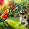 Adorable Parrot Plays Like a Dog with Canine Friend – Quaker Parrot