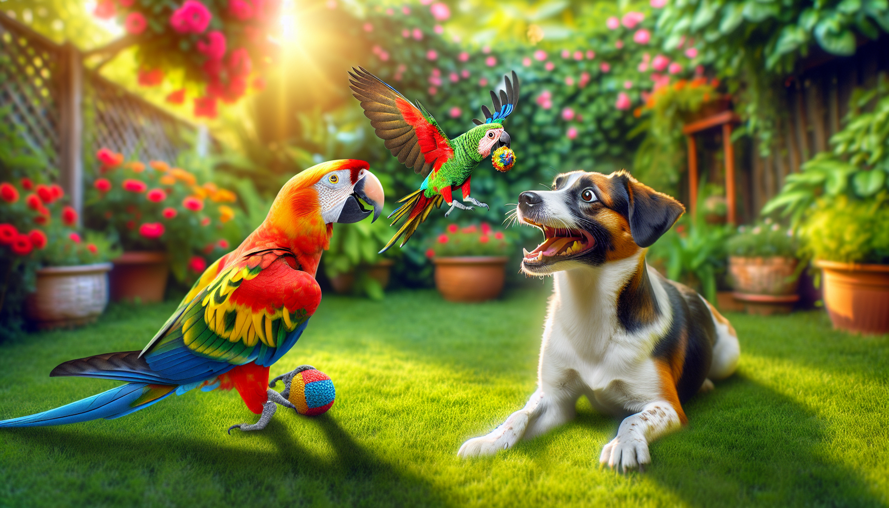 Adorable Parrot Plays Like a Dog with Canine Friend – Quaker Parrot