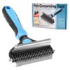 Qpets® Dog Brush Dogs Comb, 2 in 1 Deshedding Tool & De…