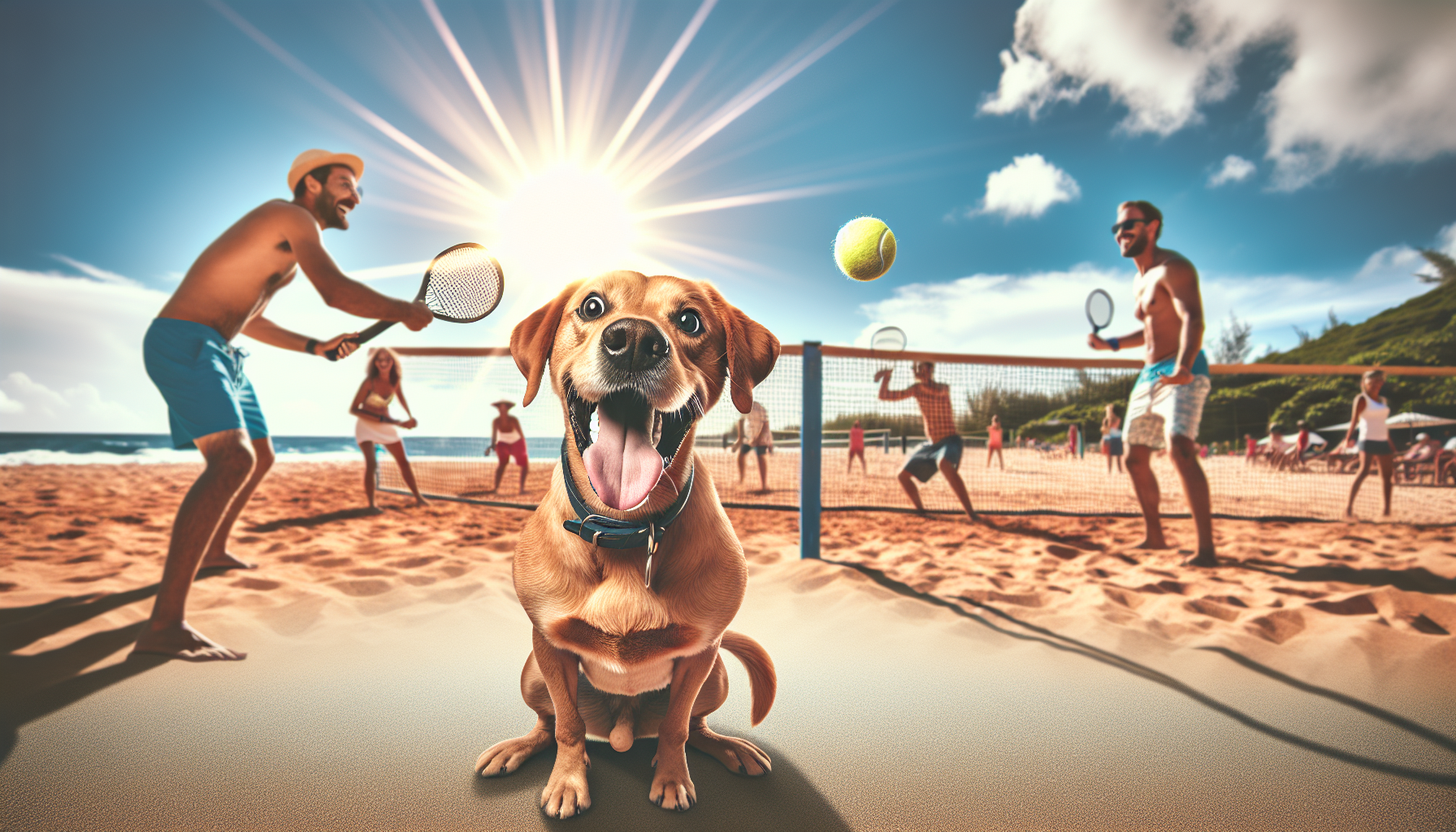 Dog Steals Spotlight at Beach Tennis with Funny Expressions – Dog watching tennis