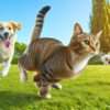 Speedy Feline Outpaces Leisurely Canine in Amusing Race – Fast Cat